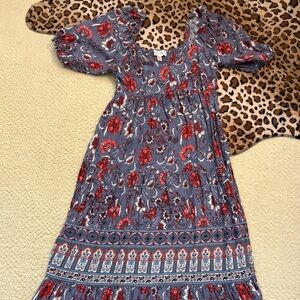 Knox Rose Blue and Red Floral Maxi Dress